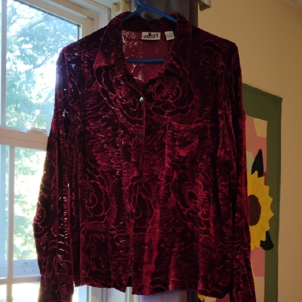Chico's Rich Red Velvet Top